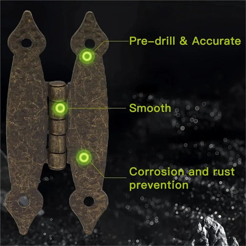 Set Of Four Three And A Half Inch Bronze Antique H Hinges For Cabinets And Doors Flat Flush Mount with durability highlights