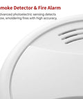 Battery Powered Indoor Safety Detector With Test And Mute, Low Power Indicator, And Photoelectric Sensor For Early Smoke And Fire Alerts In Homes, Easy Install, 1 Pack, white round detector