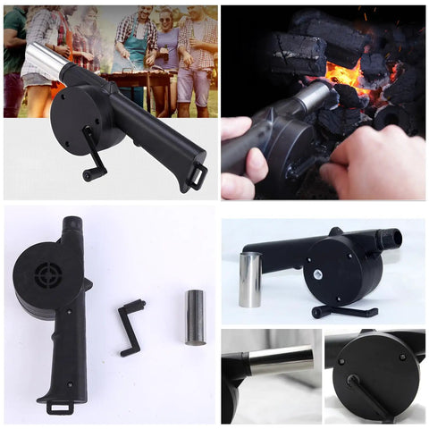 Prime Two Pack Fireplace Bellows Hand Crank Air Blower Portable Bbq Fan Stainless Steel Campfire Rocket Starter Flame Booster For Hiking And Tailgates To Blast Flames With Zero Sweat