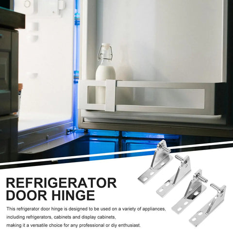 Heavy Duty Cabinet And Refrigerator Door Hinges Stainless Steel Replacement Set shown with fridge interior