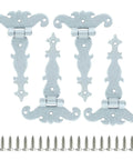 4 Pieces T Strap Hinges Set 4.45 Inch By 2.72 Inch Antique White Tee Hinge Decorative Door Hinges With Screws For Cabinets And Drawers
