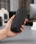 Tough As Nails Nonslip Boot With Crush Proof Armor And Tight Fit For K3S Barcode Scanner held in hand, black durable case.