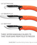 Three Point Five Inch RazorSafe Knife Blade Set Six Piece Gear With Three Drop Point Blades Two Boning Fillet Blades One Gutting Blade
