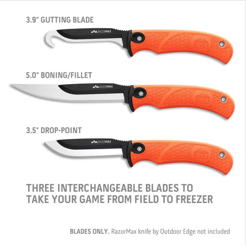 Three Point Five Inch RazorSafe Knife Blade Set Six Piece Gear With Three Drop Point Blades Two Boning Fillet Blades One Gutting Blade