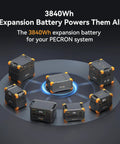 Massive 3840Wh LiFePO4 Expansion Battery connected to E3600LFP E3800LFP models in circular layout for home RV off-grid power