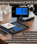 500G Digital Gram Scale High Precision 0.01G With Level Bubble for Lab Kitchen Coffee Jewelry, showing large LCD and platform