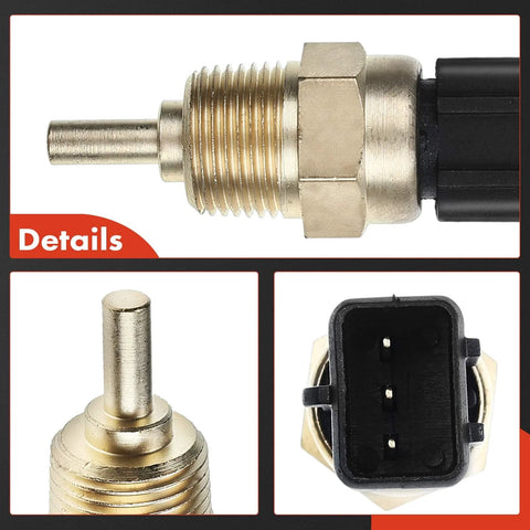 A-Premium engine coolant temperature sensor with brass threaded body and black 2-pin connector.