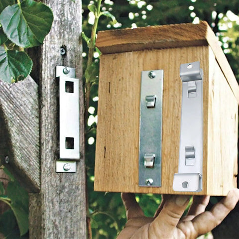 Two Pack Galvanized Bird House Mounting Brackets With Eight Screws Sturdy Rustproof Bird House Hanger For Secure Nesting Boxes And Feeders Easy Install Weatherproof Outdoor Design