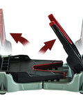 Compact Range Vise With Folding Forks And NonMarring Cradle for easy transport and safe firearm cleaning, open and folded view