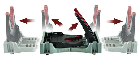 Compact Range Vise With Folding Forks And NonMarring Cradle for easy transport and safe firearm cleaning, open and folded view