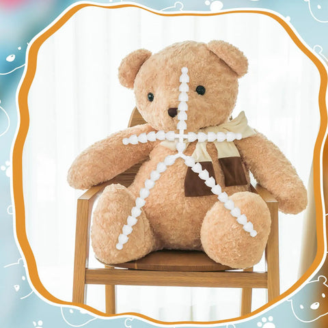 Stuffed bear on chair with 144 Piece Doll Armature Set With 4Y And 4X Chest Connectors Flexible Plastic Ball Joints, 16mm size