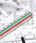 12 Inch Architectural Scale Ruler Triangular Tool Color Coded For Drafting And Blueprints, Pro Grade Precision With 6 Scales On Aluminum Alloy