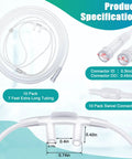 Amazon Anglechic 10-pack adult nasal cannula with 7 ft clear soft tubing and 10 connectors, curved nose piece front view