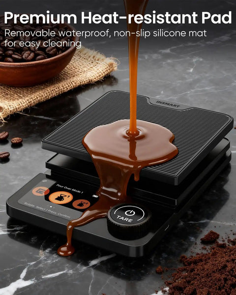 Coffee pouring on Coffee Scale With Timer And Bluetooth App Sync, 5kg High Precision Digital Kitchen Scale With Big Color Display