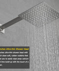 Brushed Nickel Shower System With 8 Inch Square Rain Shower Head, Brass Handheld Shower, Stainless Steel Arm And Hose, Wall Mounted