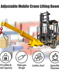 Heavy Duty Workhorse Forklift Jib Boom Crane With 11000 Lbs Capacity And Adjustable 94.5 Inch Telescopic Arm built for warehouse rigging.