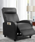 Massage Recliner Chair For Your Living Room Adjustable PU Leather With Footrest Ergonomic Home Theater Seating For Adults Black Leather With Built In Massage Function For Full Back And Leg Relaxation