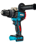 Cordless Impact Drill And Driver With One Half Inch Chuck, Brushless Motor Delivers 150 Nm Max Torque, Two Speed Up To 2150 RPM, Hammer Mode For Heavy Duty Work, Compatible With Makita 18V Batteries, Battery Not Included displayed from front with side handle
