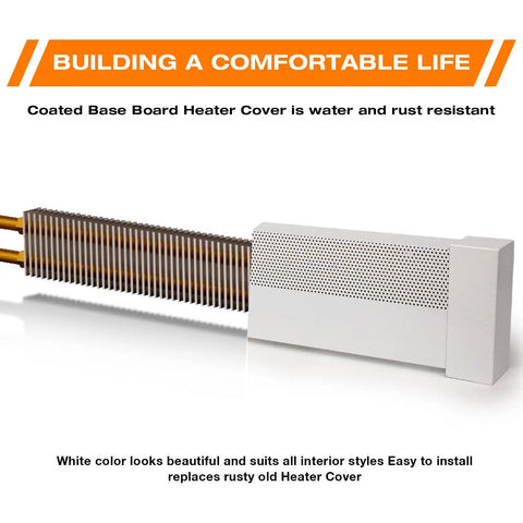 4 Foot Baseboard Heater Cover with Left and Right End Caps for replacing old rusty electric and baseboard covers easy fit radiator shield