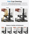 Kitchen Faucet with Glass Rinser, Pull Down Sprayer, 3 Water Modes cleaning cups with powerful jets before and after.