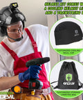 Built Tough Hard Hat Safety Helmet With Rechargeable Headlamp Visor Ear Muffs Vented Design Waterproof Bag 7 In 1 Kit