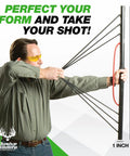 Man using Adjustable Archery Training Tool With 10 To 32 Inch Draw Length And 1 To 100 Lb Draw Weight for practice