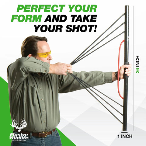 Man using Adjustable Archery Training Tool With 10 To 32 Inch Draw Length And 1 To 100 Lb Draw Weight for practice