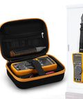 Hard Case Bundle With Magnetic Hanging Strap For Fluke Digital Multimeters 113 114 115 116 117, shown open with multimeter inside.