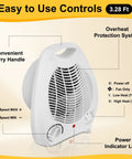 2 Pack 1500W Small Space Heaters, Portable Desk Heaters with overheat protection and adjustable thermostat in white finish