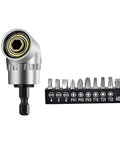 105 Degree Short Right Angle Drill Adapter With 1/4 Inch Hex Magnetic Bit Holder And S2 Steel Driver Bits, magnetic bits and hex adapter.