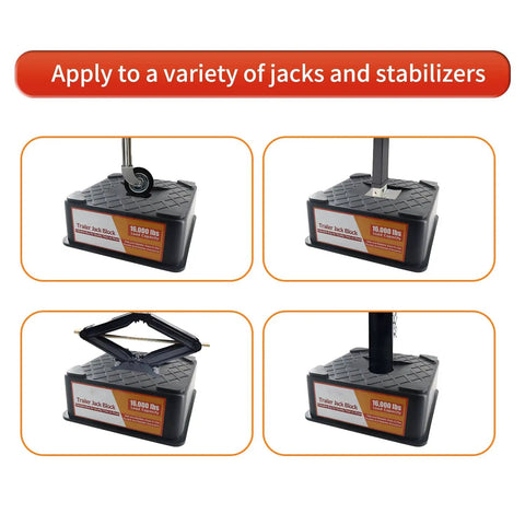 Beefy 3.3 Inch Height Trailer Jack Block For RV Camper Leveling supports up to 16,000 lbs with various jack setups