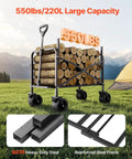 3-in-1 Collapsible Wagon With Wheels carrying logs, 550lbs capacity, reinforced steel frame, ideal for outdoor utility use