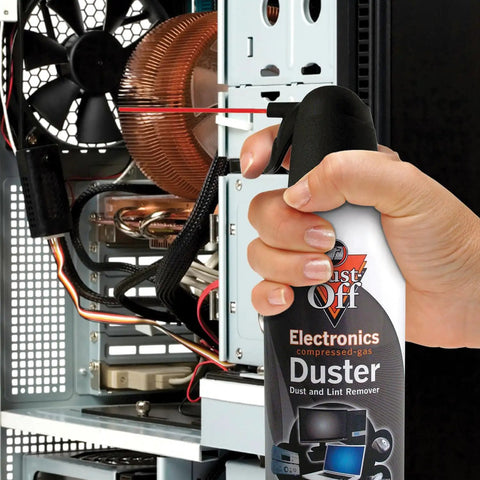 Using Compressed Gas Cleaning Duster 152a 10 Oz Can 3 Count With Bitterant For Inhalant Abuse Deterrence on computer