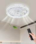 Compact 12 Inch Ceiling Fan With Led Light Remote Control Adjustable Socket Dimmable Bulb Four Chill Speeds Zero Noise small room vibe in modern kitchen.