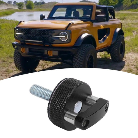 Premium Grade No Sweat Quick Swap Thumb Screws For Bronco Hardtop With Built In D Rings M8 1 25 Thread Set Of 8 Heavy Duty Black Bolt close-up