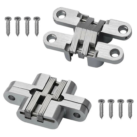 2 Pack 180 Degree Swing Door Hinges Invisible Concealed Cross Hinges For Cabinets And Folding Tables Casement Style 13x45mm Durable Furniture Hardware Set For Easy Install And No Fuss Operation