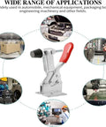 Three Piece Heavy Duty Toggle Clamps With Horizontal Quick Release Locking Self Locking Lever System Delivers Steady Downward Pressure And Consistent Grip A True Workhorse Clamp Set For Woodworking And Metalworking shown with application examples.