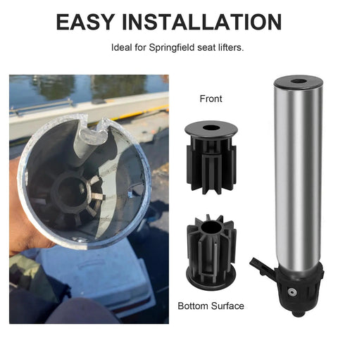 Heavy Duty Boat Seat Pedestal Bushing Adapter For Hi Lo Two And Three Eighths Inch Post Replacement Fits Springfield Marine Hi Lo Seat Swivel Mount With High Strength Plastic Built Tough Marine Grade Bushing installed in boat pedestal
