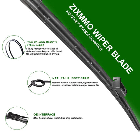 Close-up of Toyota Tundra and Sequoia wiper blade, highlighting high-carbon memory steel, natural rubber strip, and OE interface.