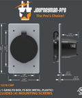 Side and front view of Male NEMA 5 15P Power Inlet Flanged Receptacle 15 Amp 125V Waterproof Outdoor Shore Power Inlet