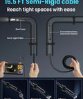 Endoscope Camera With Light Pro Grade Dual Lens 4.3 Inch IPS Screen 1080P HD Borescope 8 LED Lights Semi Rigid Cable IP67 Waterproof