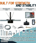 Industrial Grade Outdoor Ceiling Fan With Brushless Dc Motor And Five Solid Aluminum Alloy Blades components, bolts, steel cable support, thick wiring.