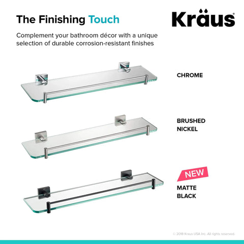 Ventus Bathroom Shelf Chrome Finish With Glass Inset Solid Brass Construction Rust Resistant Wall Mounted Storage