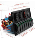 Beefy Eight Gang Waterproof Marine Rocker Switch Panel With Dual USB Ports And Cigarette Lighter Digital Voltage Display