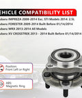 Front Wheel Hub And Bearing Assembly Pair 513303 For Subaru Impreza 2008 2009 2010 2011 2012 2013 2014 Forester 2009 2010 2011 2012 2013 2014 WRX 2013 2014 XV Crosstrek 2013 2014 Replacement Kit Plug And Play Easy Install image showing front view with ABS ring