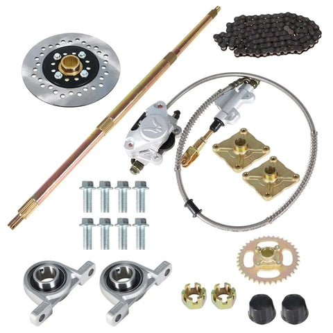 32 Inch Live Axle Kit For Go Kart ATV Drift Trikes With Shaft Hub Chain And Brake Master Cylinder Replacement Beefed Up Chrome Build