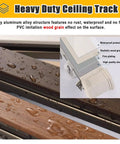 Wood Grain Curtain Rods With Snag Free Double Track Sliding Rail System For Windows Heavy Duty Aluminum Curtain Pole For Privacy Or Space Dividing Adjustable 4 To 16 Ft Wall Divider Track, wood grain finish
