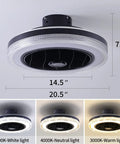 Bladeless Ceiling Fan With Lights Remote Control 21 Inch 3 Color Options 3 Speeds Enclosed Low Profile Flush Mount Ultra Quiet Copper Motor Ideal For Living Room And Kitchen