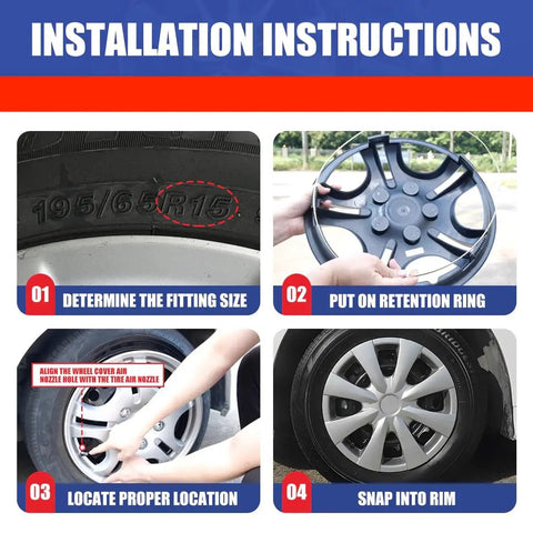 15 Inch 8 Spoke Silver Plastic Wheel Covers Set for 2009 2013 Corolla with step-by-step installation instructions