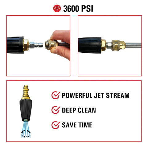 Turbo Pressure Washer Nozzle With 3600 PSI Universal Fit For Gas And Electric Washers One Quarter Inch Quick Connect detail